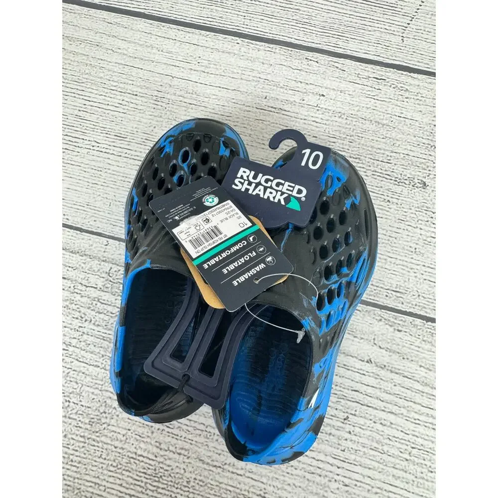 Rugged Shark Boy's Blue & Black Koifish Waterproof Slip On Shoes Size 10